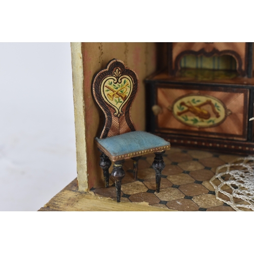 186 - An early 20th century furnished blue roof dollhouse made for the French Market by Moritz Gottschalk,... 