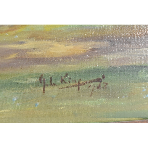 190 - John Gregory King (1929-2014) An oil on canvas equestrian scene entitled 'Newmarket', signed and dat... 