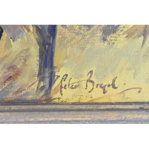 191 - Peter Biegel (1913-1987) An oil on board depicting gent and horse, entitled 'Strapping' to the top r... 