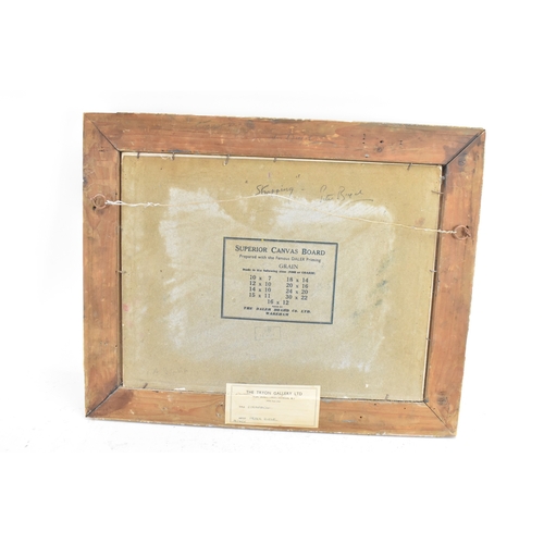 191 - Peter Biegel (1913-1987) An oil on board depicting gent and horse, entitled 'Strapping' to the top r... 