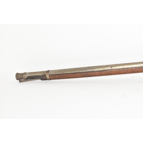 192 - A 19th century Indian toradar matchlock musket, the long steel barrel engraved with inscription, the... 