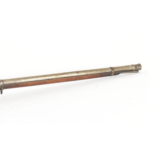192 - A 19th century Indian toradar matchlock musket, the long steel barrel engraved with inscription, the... 