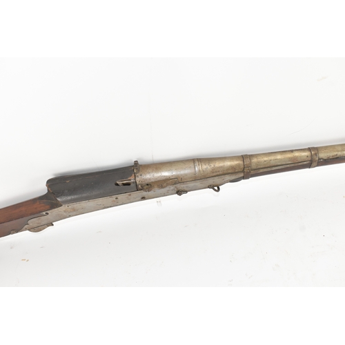 192 - A 19th century Indian toradar matchlock musket, the long steel barrel engraved with inscription, the... 