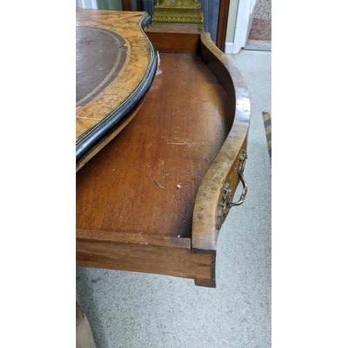 197 - A 19th century French Louis XV style, burr walnut, ebonised and marquetry bonheur-du-jour, with a mi... 