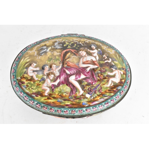 212 - A late 19th/early 20th century Capodimonte porcelain and metal-mounted oval casket, the domed lid an... 
