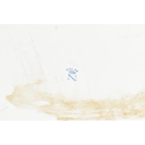 212 - A late 19th/early 20th century Capodimonte porcelain and metal-mounted oval casket, the domed lid an... 