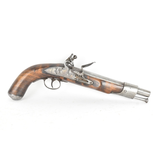 214 - A reproduction of a British Tower flintlock pistol, in the style of the early 19th century Sea Servi... 