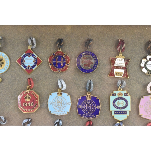 222 - A collection of fifty-six Henley Regatta enamelled badges, dating from 1924-33, 1935-37, 1946-88, ho... 