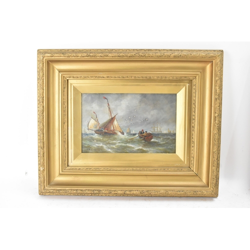 225 - manor Thomas Bush Hardy (1842-1897) Two oil paintings depicting seascapes with choppy waters, each s... 