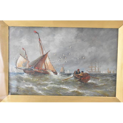 225 - manor Thomas Bush Hardy (1842-1897) Two oil paintings depicting seascapes with choppy waters, each s... 