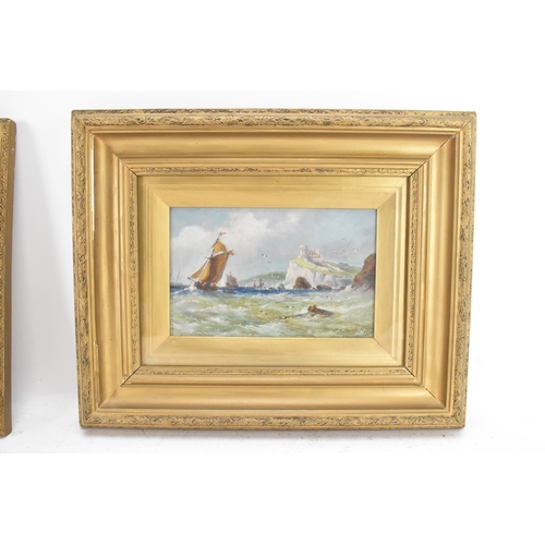 225 - manor Thomas Bush Hardy (1842-1897) Two oil paintings depicting seascapes with choppy waters, each s... 