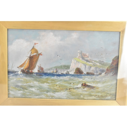 225 - manor Thomas Bush Hardy (1842-1897) Two oil paintings depicting seascapes with choppy waters, each s... 