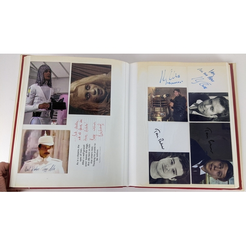 78 - A Doctor Who album of autographs on photos, signed by several cast members to include Jacqueline Pea... 