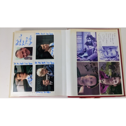 78 - A Doctor Who album of autographs on photos, signed by several cast members to include Jacqueline Pea... 