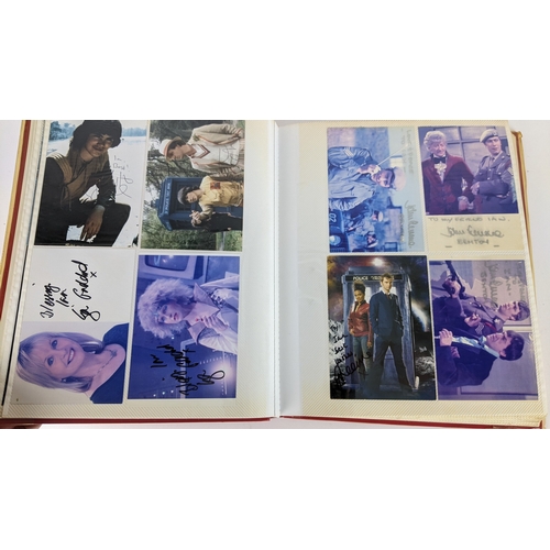 83 - A Doctor Who album of autographs on photos, signed by several cast members to include Louise Jameson... 