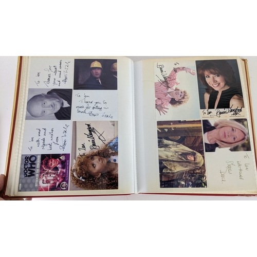 83 - A Doctor Who album of autographs on photos, signed by several cast members to include Louise Jameson... 