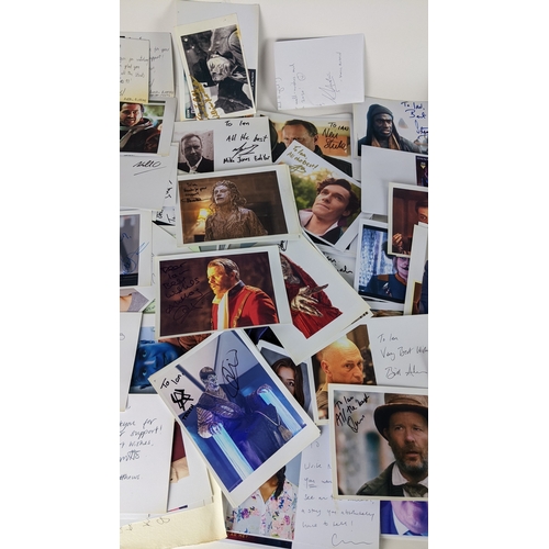 88 - A collection of loose mainly Doctor Who autographs on photos and letters, signed by several cast mem... 