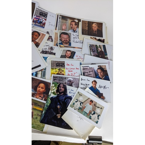 88 - A collection of loose mainly Doctor Who autographs on photos and letters, signed by several cast mem... 