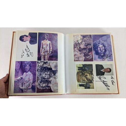 90 - A Doctor Who album of autographs on photos, signed by several cast members to include Tom Baker, Kar... 