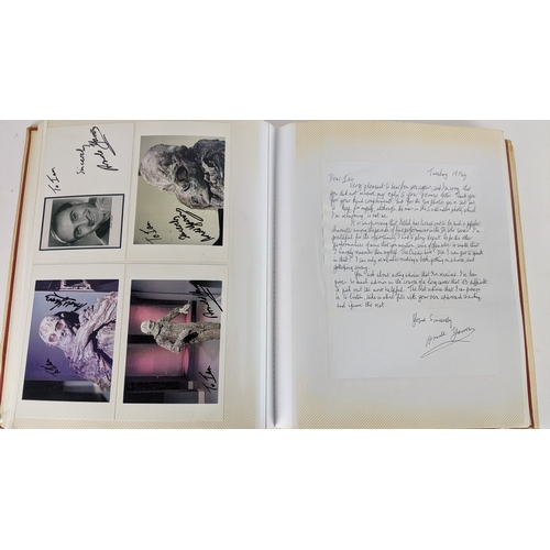 90 - A Doctor Who album of autographs on photos, signed by several cast members to include Tom Baker, Kar... 