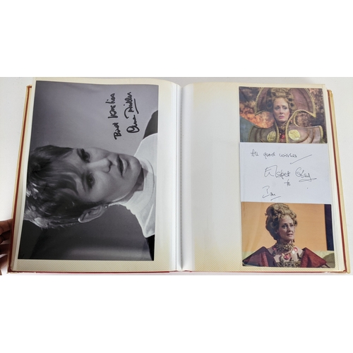 90 - A Doctor Who album of autographs on photos, signed by several cast members to include Tom Baker, Kar... 