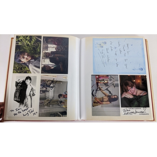 90 - A Doctor Who album of autographs on photos, signed by several cast members to include Tom Baker, Kar... 
