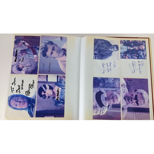 90 - A Doctor Who album of autographs on photos, signed by several cast members to include Tom Baker, Kar... 