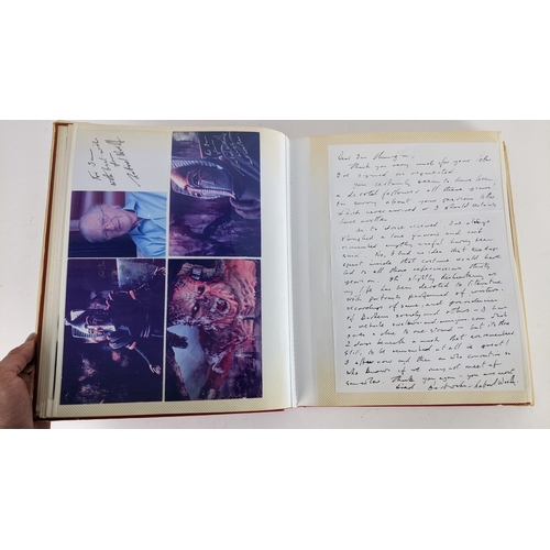 90 - A Doctor Who album of autographs on photos, signed by several cast members to include Tom Baker, Kar... 