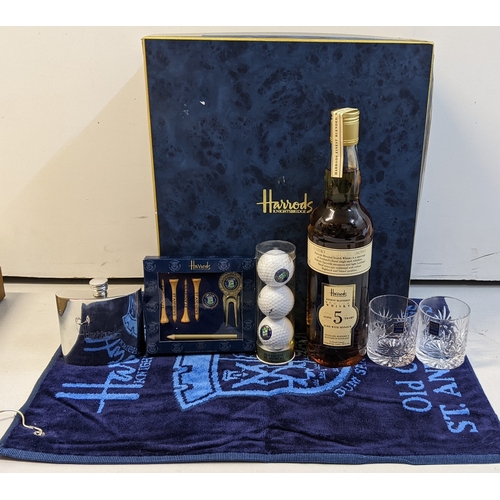 229 - A Harrods luxury gift set, comprising a bottle of Harrods Finest Blended Whisky aged 5 years (sealed... 