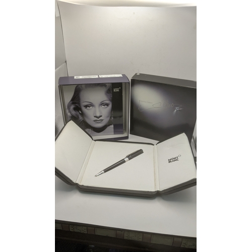 A boxed Mont Blanc Marlene Dietrich ballpoint pen set with box, user guide and case
Location:
If there is no condition report, please request.