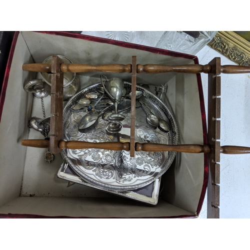 28 - A mixed lot to include a Marley Horse, silver plate, two pictures, glassware and other items
Locatio... 