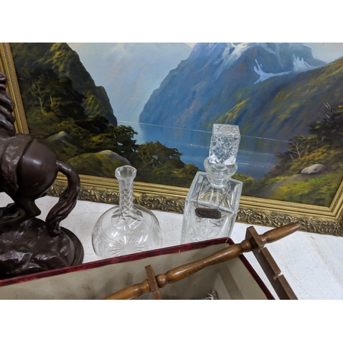 28 - A mixed lot to include a Marley Horse, silver plate, two pictures, glassware and other items
Locatio... 