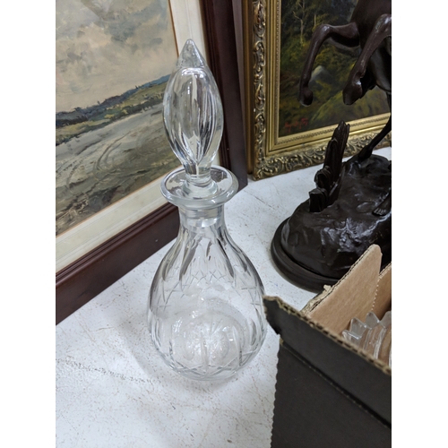 28 - A mixed lot to include a Marley Horse, silver plate, two pictures, glassware and other items
Locatio... 