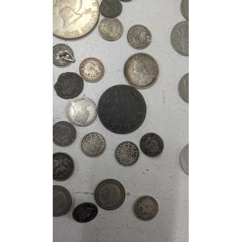 52 - Mixed coinage, Roman - Modern, a small quantity of Victorian and later silver coins, George IV shill... 