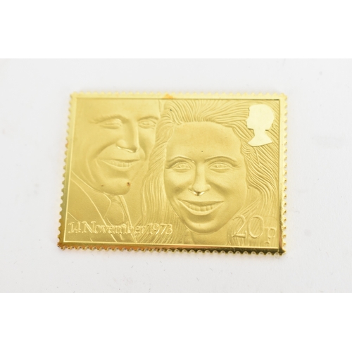 28 - The Royal Wedding Stamp Replicas, Hallmark Replicas Ltd, London 1973, comprising of 22ct gold 20p st... 