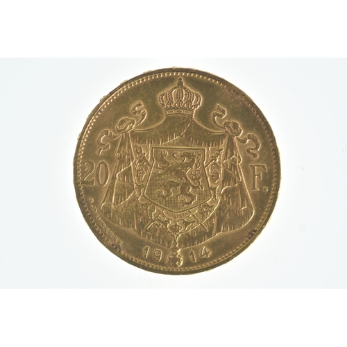 34 - Belgium - Albert I (1909–1934), 1914 Gold 20 Francs,