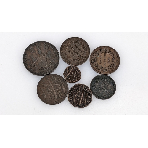 36 - East India Company - Sumatra 1219 (1804) 4 Keping, Madras Presidency 1803 5 Cash (1 Falus),  2x 1835... 