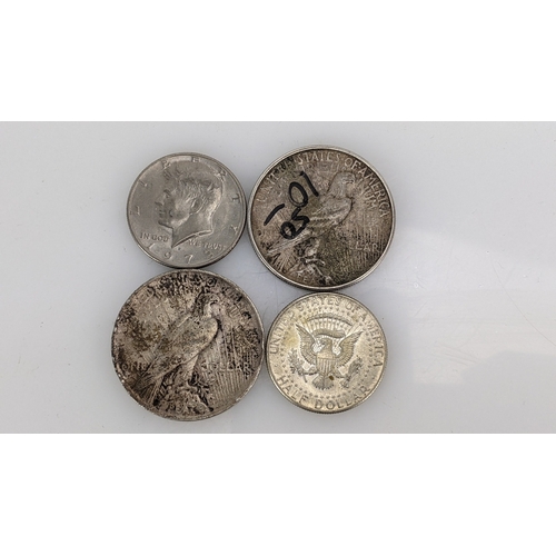 50 - United States of America - 1922 and 1925 'Peace' Dollars together with a 1968 and 1973 