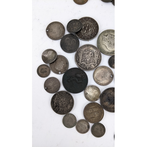 55 - United Kingdom - Mixed George III and later Silver and other coins to include 1834 Halfcrown, 1875 H... 