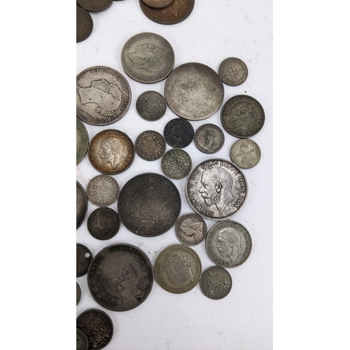 55 - United Kingdom - Mixed George III and later Silver and other coins to include 1834 Halfcrown, 1875 H... 
