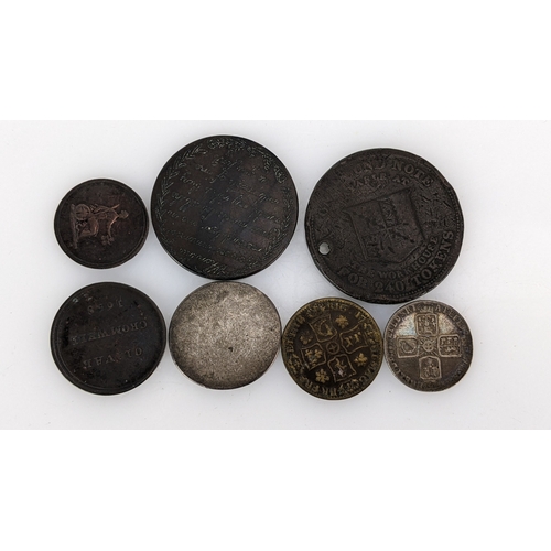 56 - Mixed Coins of Interest - to include George II 1757 Sixpence, Columbia Farthing Token, Sentimental M... 