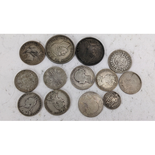 58 - Mixed British Silver Coinage - to include, Victoria 1889 Crown, George VI 1937 Crown, Victoria 1849,... 