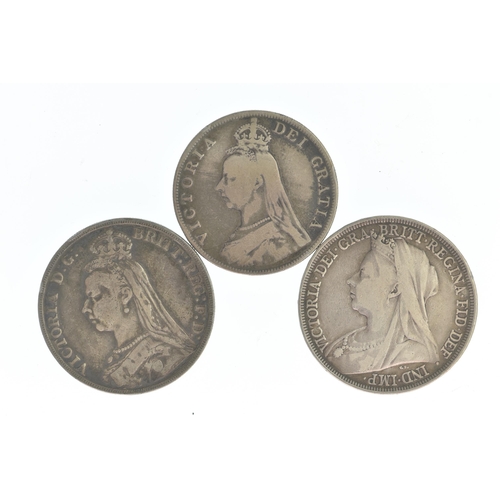 8 - United Kingdom - Victoria (1837-1901), Silver Crowns 1891 and 1897 along with a 1889 Double Florin,