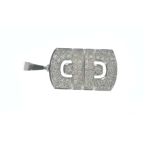 31 - A diamond 18ct white gold pendant, in the Bulgari design, face pavé-set with brilliant-cut diamonds ... 