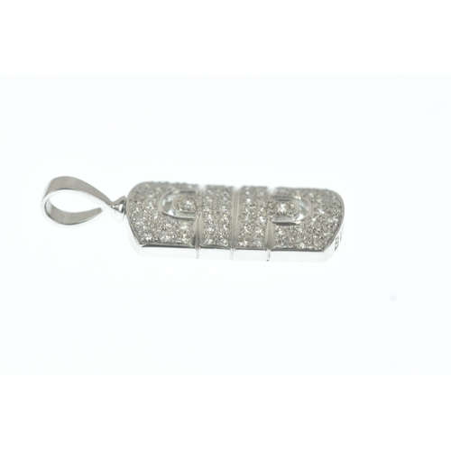 31 - A diamond 18ct white gold pendant, in the Bulgari design, face pavé-set with brilliant-cut diamonds ... 