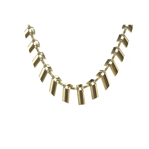 38 - A 9ct yellow gold collar necklace, having a box clasp, stamped 375, 41cm long, 14.4 grams
If there i... 