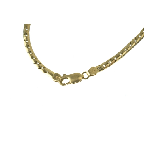 49 - An 18ct yellow gold flat link bracelet, with a lobster claw clasp, stamped Italy 750, 19cm, 6.8 gram... 