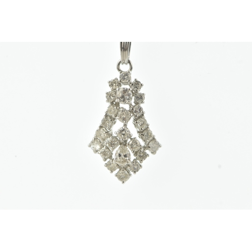57 - A diamond cluster 18ct white gold pendant necklace, the pendant of tiered design set with round bril... 