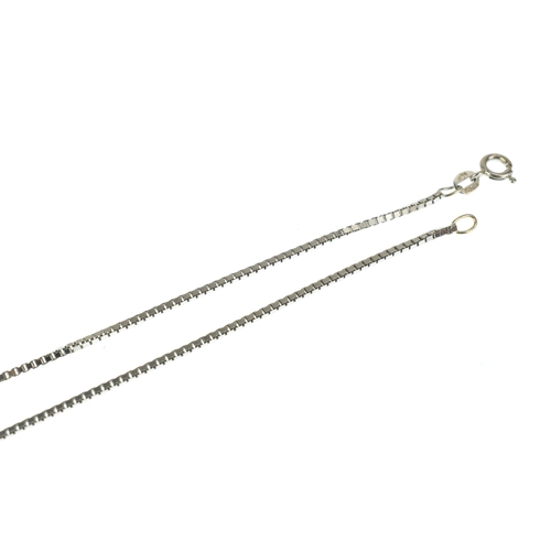 57 - A diamond cluster 18ct white gold pendant necklace, the pendant of tiered design set with round bril... 