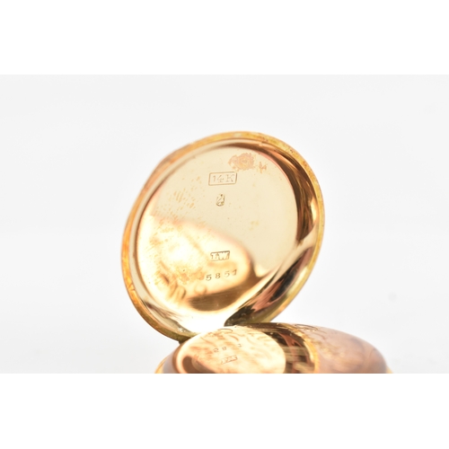 40A - An early 20th century 14ct gold ladies fob watch, the engine-turned gilt dial with Roman numerals, o... 